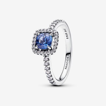Anillo Halo Azul Cuadrado...