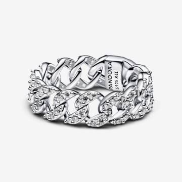 Anillo Cadena Cubana en Pavé