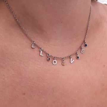 GARGANTILLA PLATA LOVE COLOR