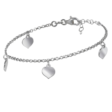 PULSERA PLATA CORAZONES