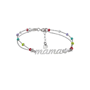PULSERA PLATA MAMA BOLITAS...