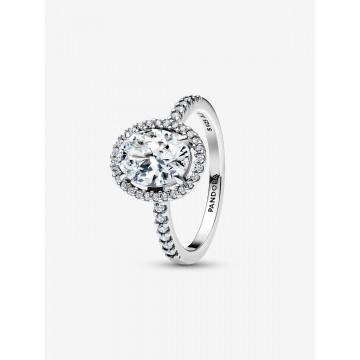 Anillo Halo Ovalado Brillante