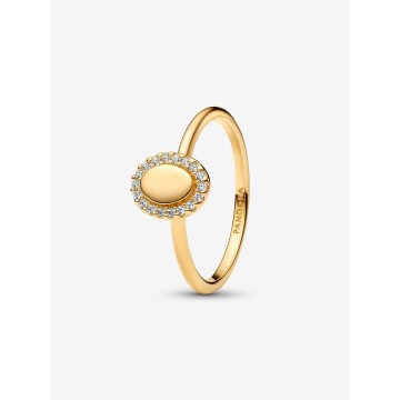 Anillo Halo Ovalado Grabable