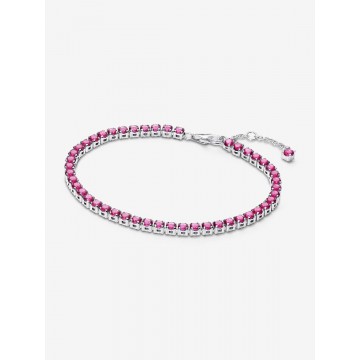 Pulsera Tenis Rosa Brillante