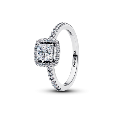 Anillo Halo Cuadrado Brillante