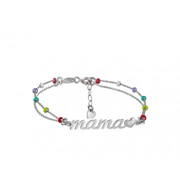 PULSERA PLATA MAMA BOLITAS...